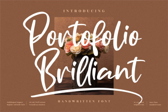 Portofolio Brilliant Script Font for Elegant Editorial Design